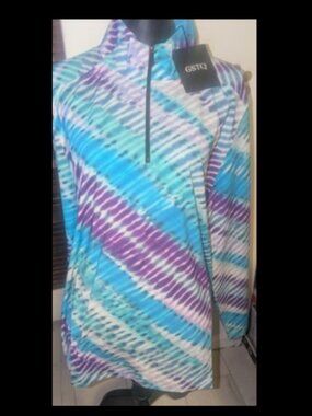 GSTQ Quarter-zip Athletic or Golf Tie Dye Top Womens Size XL - NWT